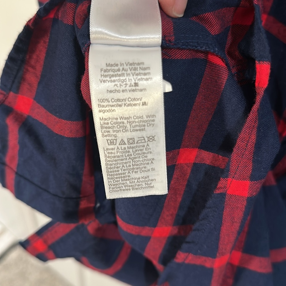 J. Crew navy and red plaid button up flanel - Picture 4 of 4